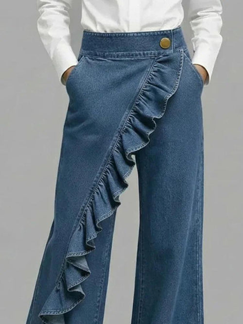 Anna | Vide jeans med flæse